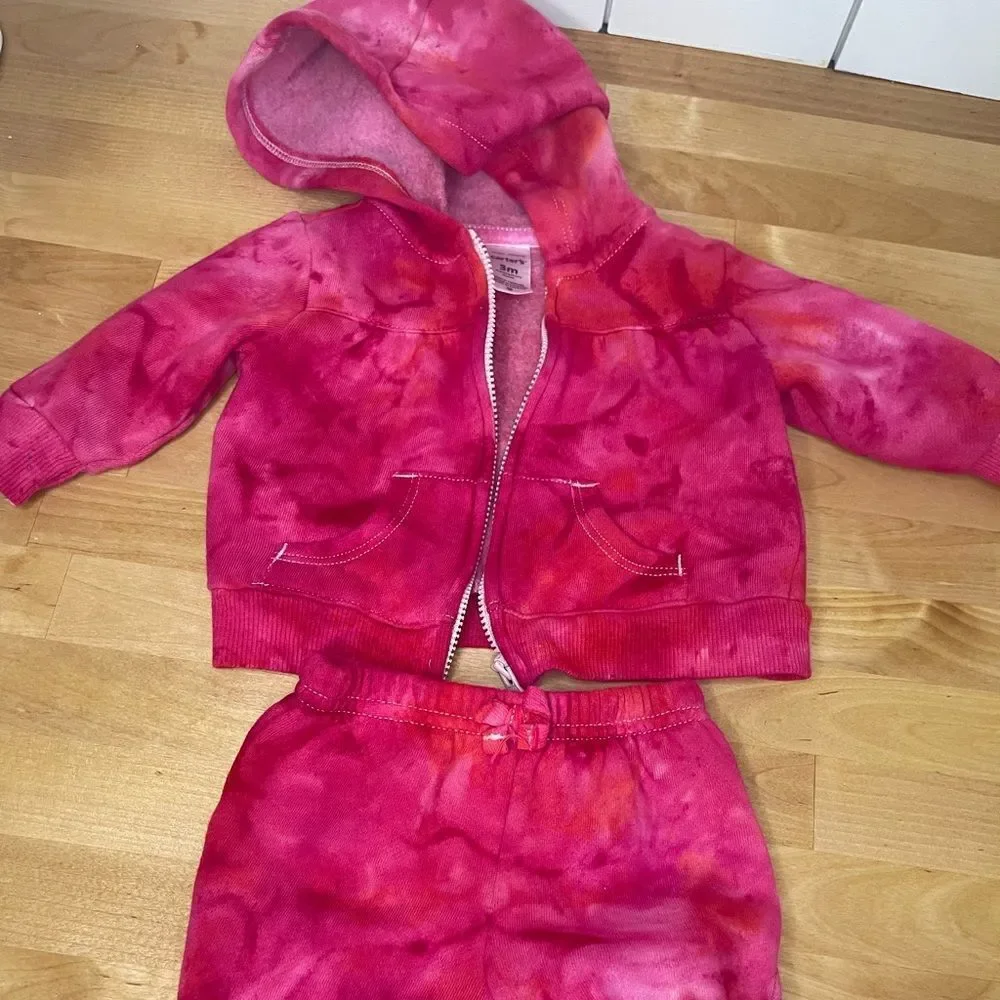 4- full outfits Hand dyed new baby girl outfit set